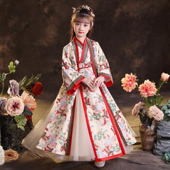 中国风长袖襦裙唐装女宝宝拜年服古风超仙童装加厚冬陌槿外披130cm