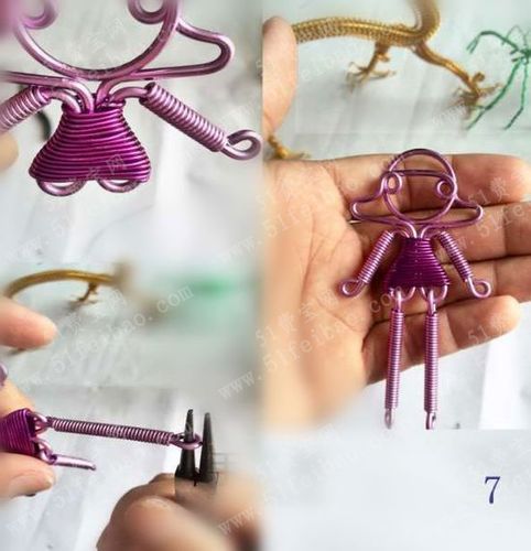 用铝线金属丝加工绕制可爱小女生人像