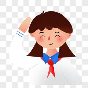 七一建党节敬礼的女孩图片素材