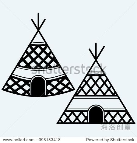 indian tepee. isolated on blue background. vector