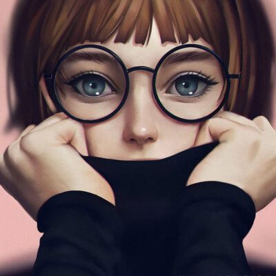 动漫戴圆框眼镜女生头像