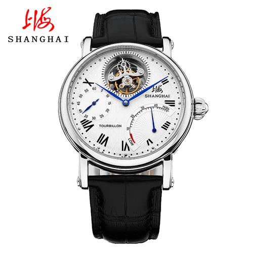 正品上海陀飞轮机械表真皮手表带男表国产手表陀飞轮019