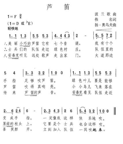 【芦笛简谱】[波兰] 芦笛简谱
