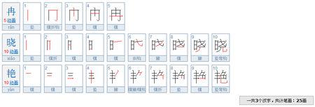 冉晓艳多少笔画