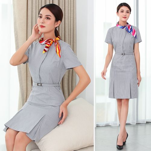 海航空姐制服连衣裙女灰色空乘新款高端夏装案场售楼