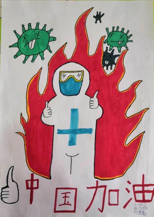 石嘴山市第二十六小学四年级抗击疫情美术作品展