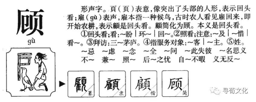 顾姓汉字书法演变过程和顾氏姓氏起源荀卿庠整理