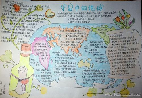 宇宙中的地球地理手抄报读书手抄报-手抄报图片网