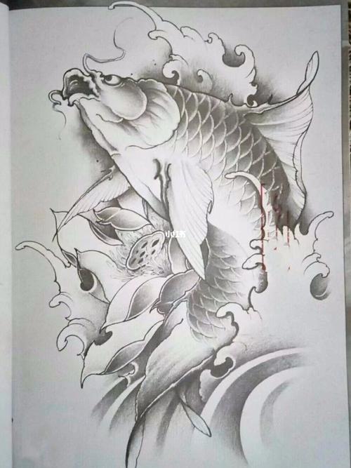 鲤鱼纹身手稿推荐手臂鲤鱼纹身手稿_纹身_鲤鱼_子龙纹身自由行热门
