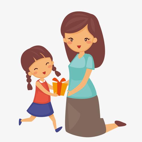 送礼物,笑容,母亲节,节日,人物设计,温馨,矢量图