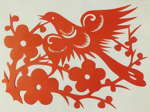 纯手工diy鸟类动物剪刻纸jianzhi窗花作品画双面红宣纸特色刀刻画