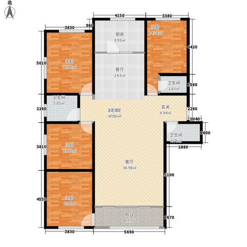 幸福家园4室0厅3卫1厨174.00㎡户型图
