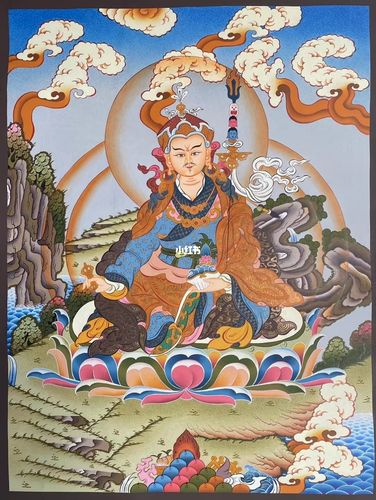 莲花生大士 60*45cm纯金勾线 开脸殊胜_花生_文化_绘画