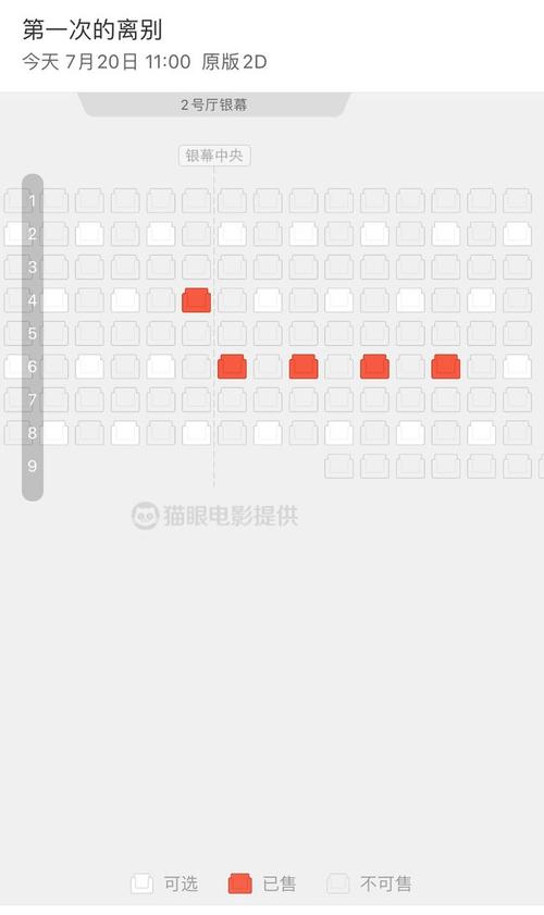 上海市某影院的购票选座信息显示,观众可选的座位间间隔较大.