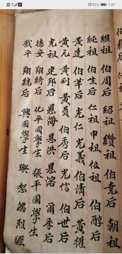 塘蓬黄氏族谱(钦州兄弟传回)