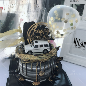 ins网红汽车气球男神老板生日蛋糕重庆昆明广州深圳同城速递配送