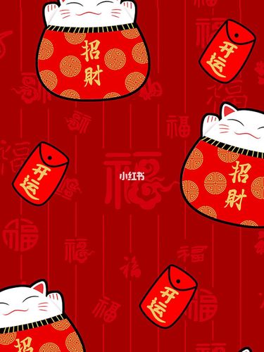 2020招财猫手机壁纸系列_手机壁纸_招财猫_素材_壁纸