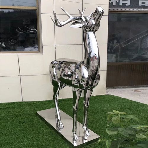 园林景观雕塑定制几何面动物不锈钢雕塑镜面镂空不锈钢鹿雕塑摆件