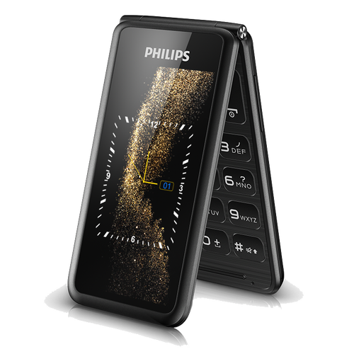 飞利浦philipse256s移动联通2g陨石黑双屏翻盖大屏老人机老人手机老年
