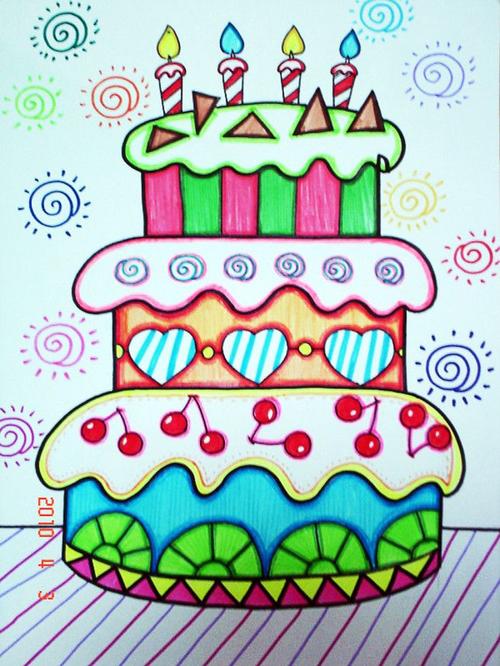 西华池镇中心幼儿园大班"生日蛋糕"主题绘画活动