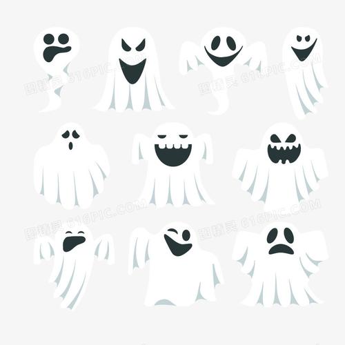 万圣节白色幽灵矢量