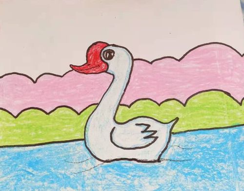 大家快来看看我画的大白鹅
