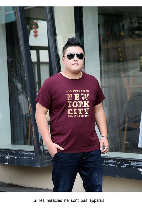 肚子大男士上衣肥胖装短袖t恤加肥加大胖子肥佬胖人大码半袖潮特大 狼