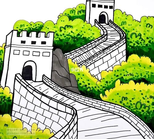 儿童画教程|中国印象之长城_八达岭长城_长城_儿童画