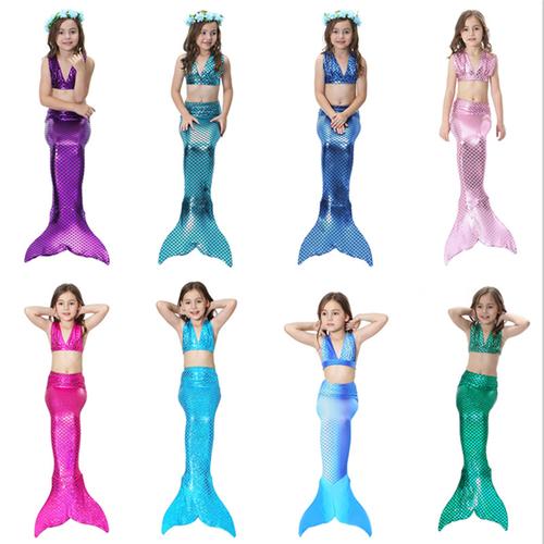 彩色美人鱼裙子儿童女孩公主的衣服小孩鱼尾裙人鱼尾巴泳衣服装潮