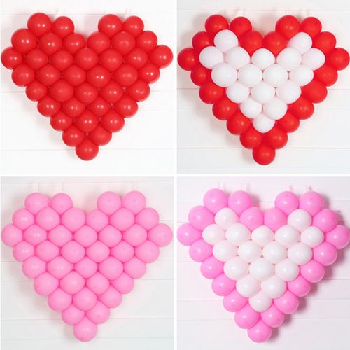 结婚婚庆用品5寸爱心形气球婚房装饰房间布置派对网格气球造型