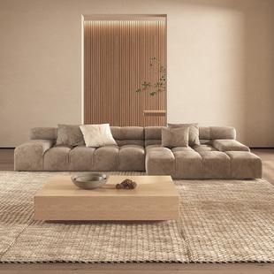 纳威日式侘寂风科技布沙发小户型客厅现代轻奢网红北欧ins豆腐块