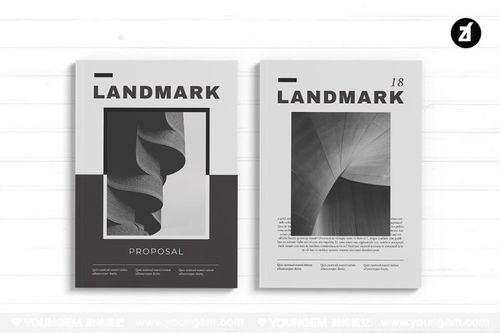 现代极简单色黑白摄影a4杂志画册排版ai平面版式设计素材模板源文件 >