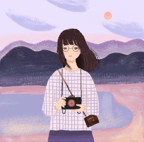 插画临摹相机女孩