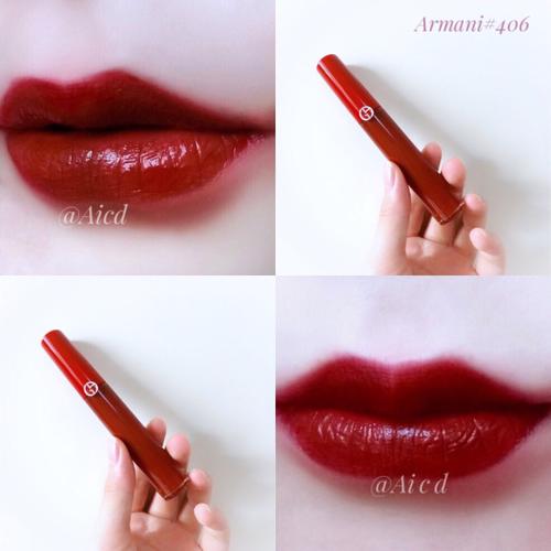 阿玛尼红管唇釉406试色,秋冬姨妈口红