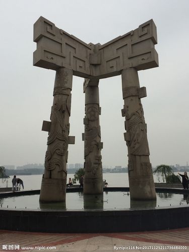 鄂州江滩公园喷泉风景图片