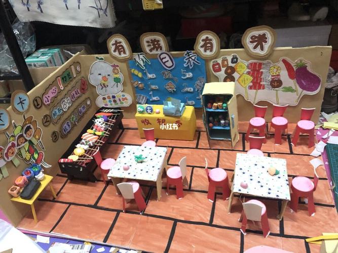 幼儿园区域模型—烧烤店_幼儿园_粘土_小朋友_烧烤_寝室_微缩模型