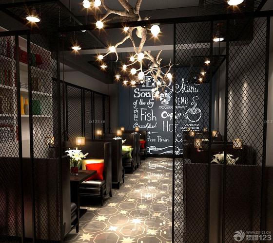 80平米小饭店室内艺术灯具装修效果图片