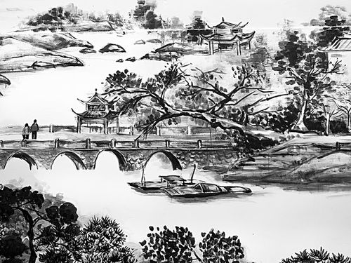黑白山水画