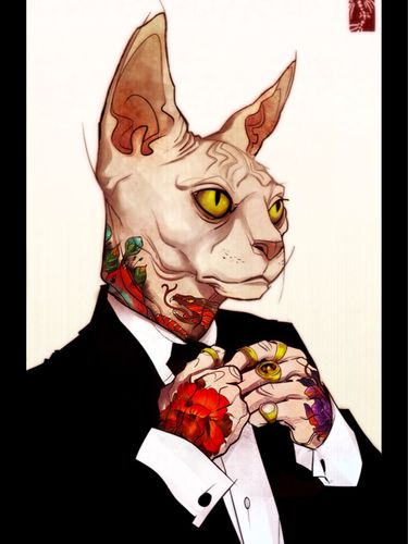 插画分享|动物拟人 黑帮大佬气场全开_插画_插画分享