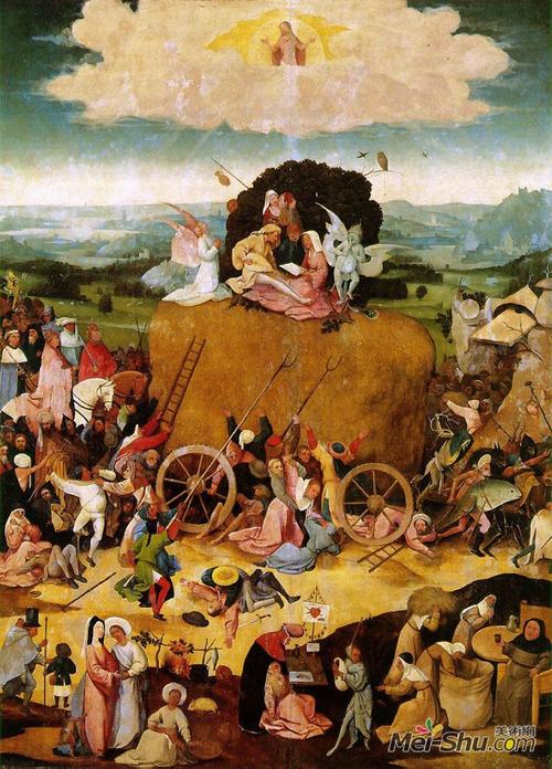hay cart]1500 ~ 1502 年 ,油彩画板,135 x 100 公分,普拉多美术馆