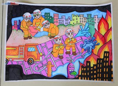 消防安全绘画儿童画手抄报 消防安全手抄报