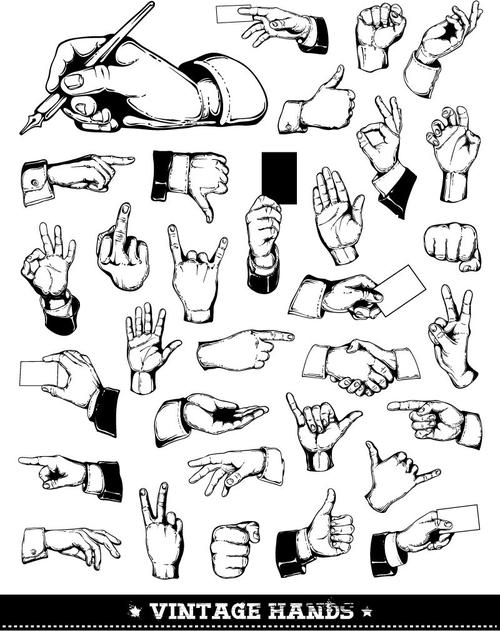 手绘手势动作矢量素材
