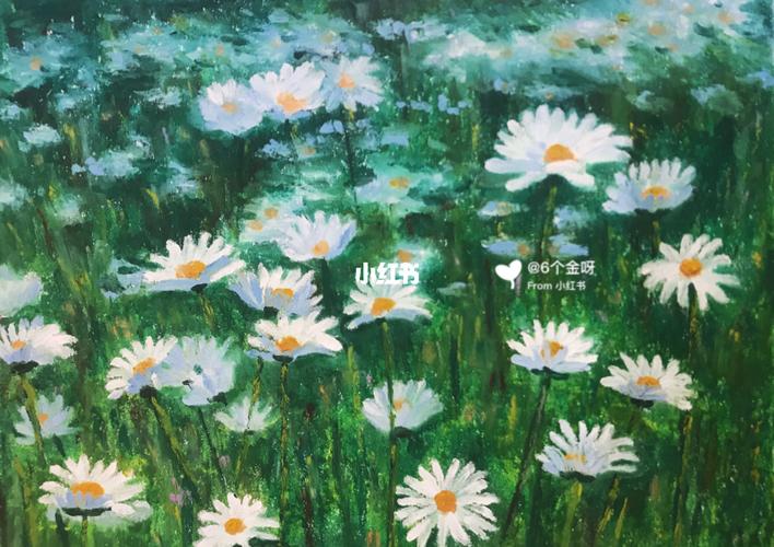 61 小雏菊|油画棒练习_油画_小雏菊_绘画_油画棒_文化_绘画