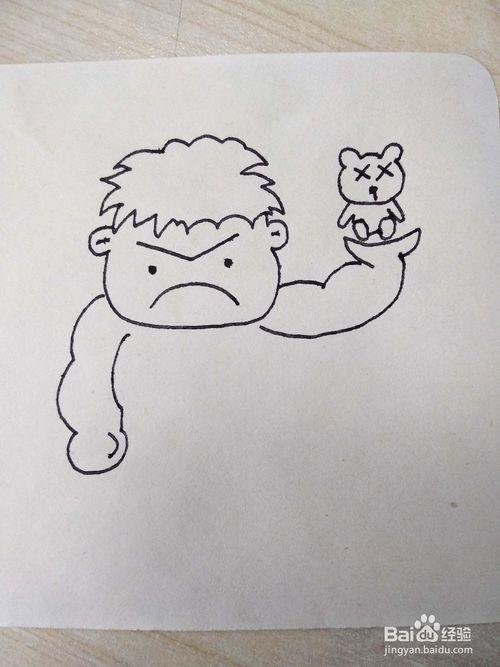 怎么画一个q版的绿巨人卡通简笔画
