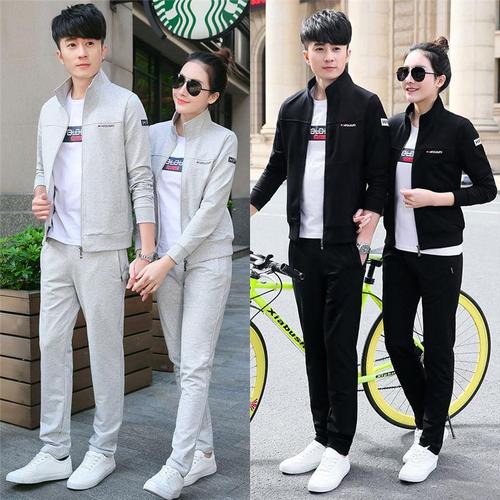 运动套装男春秋季三件套男士休闲运动服卫衣套装青年外套跑步服装诺妮