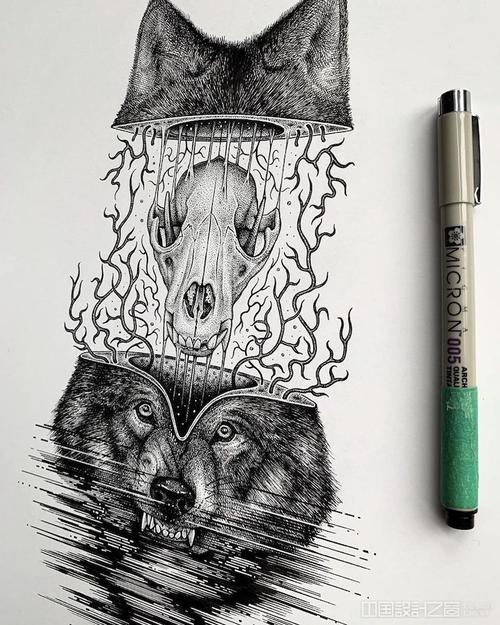 超现实主义的解剖人类和动物插图,神秘且震撼