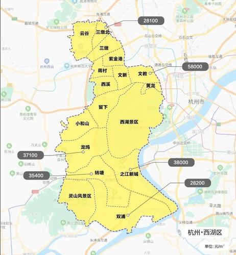 杭州市行政区划调整后各区板块最新限价地图2021年