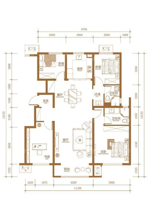 万科公园大道小区户型方正,采光充足户型-万科公园4室