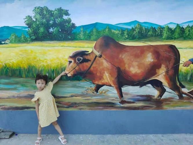 农耕文化的墙绘最受小朋友的喜爱