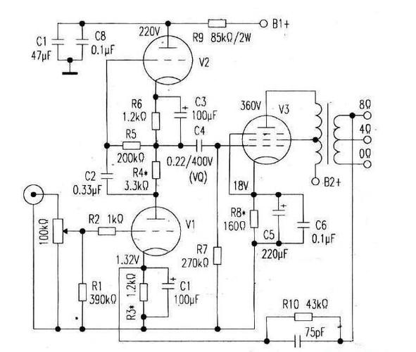 用el34-b电子管超线性接法制作单端胆机电路